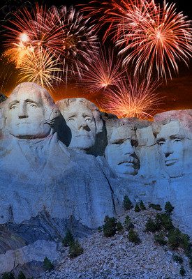 Fireworks Behind Mount Rushmore